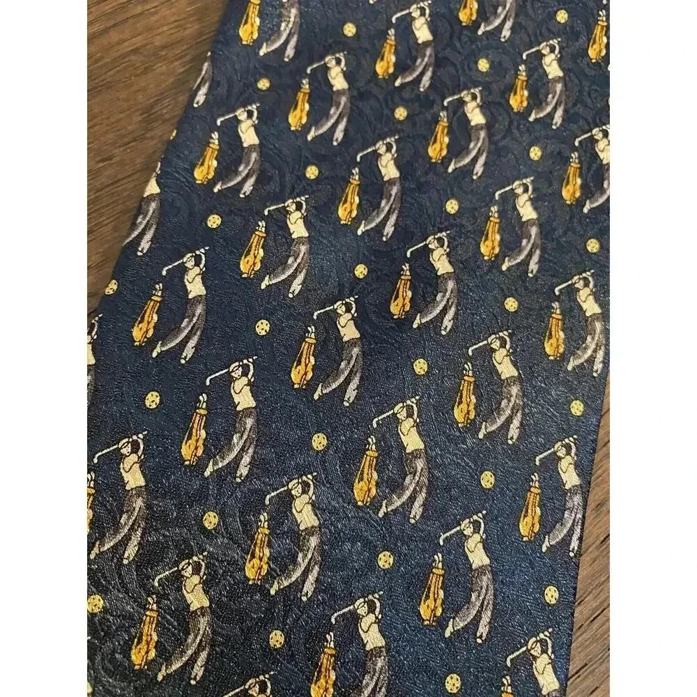LAVORAZIONE ARTIGIANA pura seta Golf Blue Italy Men's Silk Neck Tie New NWOT